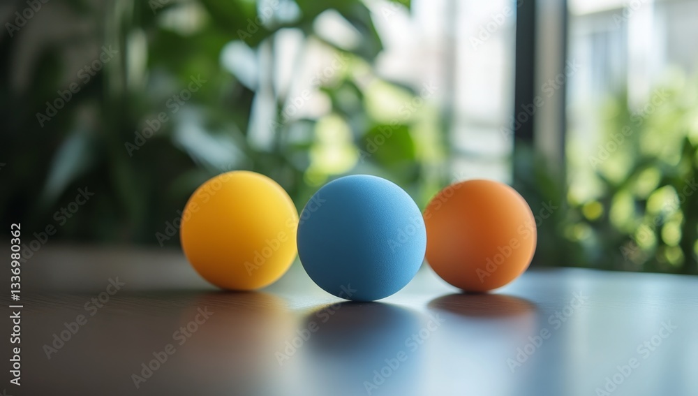 Three colorful spheres on a table (2) Three colorful spheres on a table (2)