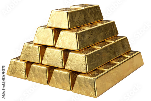 Pyramid of gold bars. Wealth, success, finance.