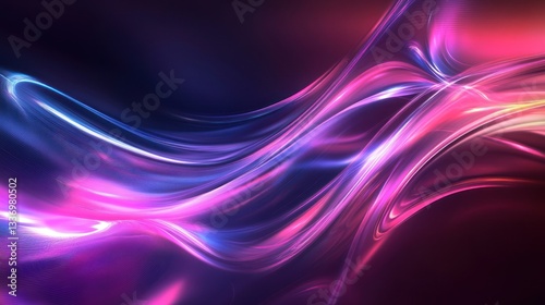 Abstract Swirling Neon Lightscape: A Symphony of Purple and Blue Hues