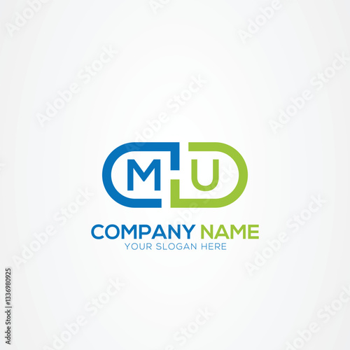 Minimal Monogram Letter MU Medicine Logo Elements
