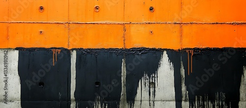 Obraz na płótnie Orange and black paint on concrete wall w salonie