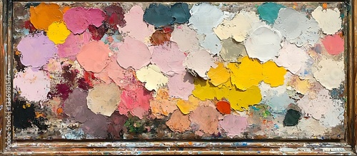 Colorful paint palette, studio art
