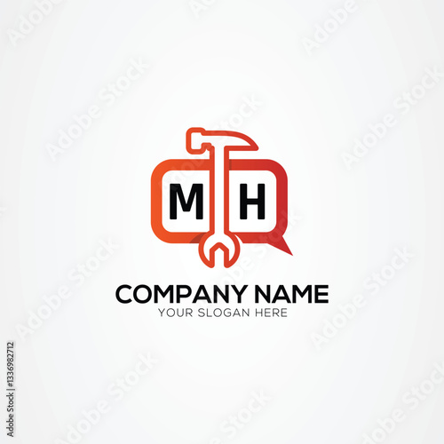 Services Icon or Chat Logo With Letter MH Logo Isolated Vector Illustration