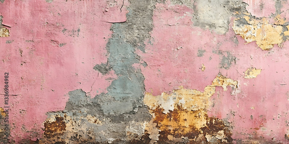 Weathered pink wall texture. Urban decay