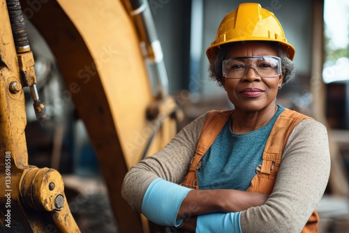 Obraz na płótnie Experienced Female Operator Working with Heavy Machinery w salonie