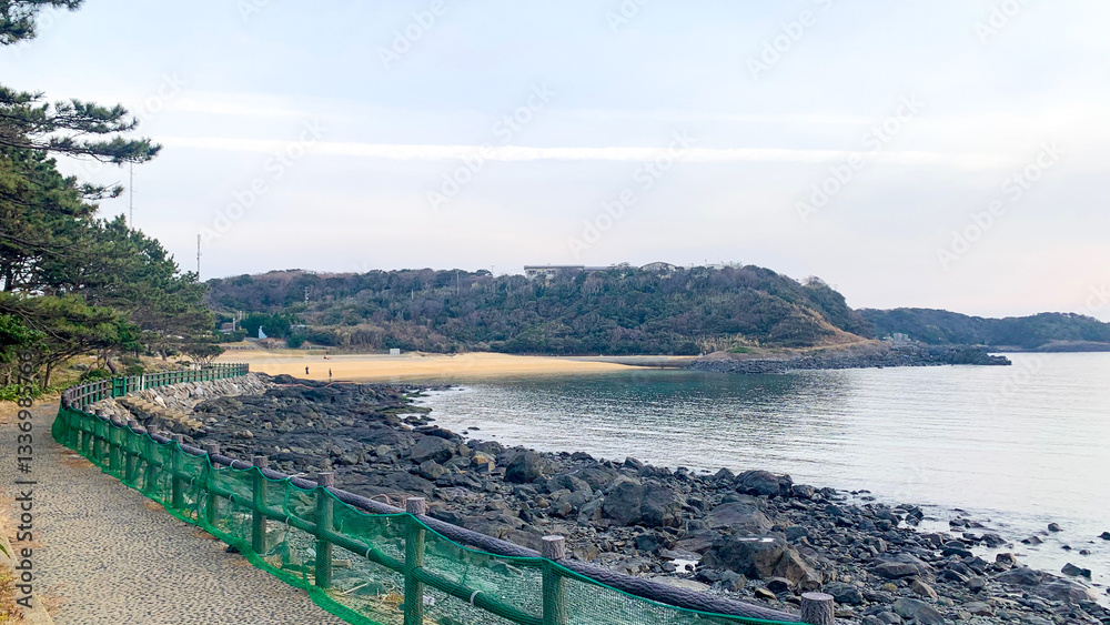 波戸岬の夕暮れ遊歩道 波戸岬の夕暮れ遊歩道