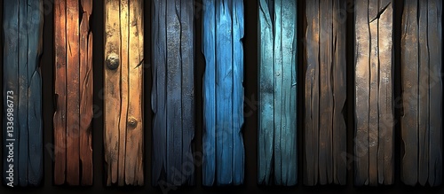Obraz na płótnie Colorful weathered wood planks background w salonie