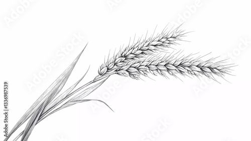 Mature wheat spikelet with natural golden tones, illustrating grain production, organic farming, and nature’s bounty, perfect for editorial visuals, stylized comic book illustration