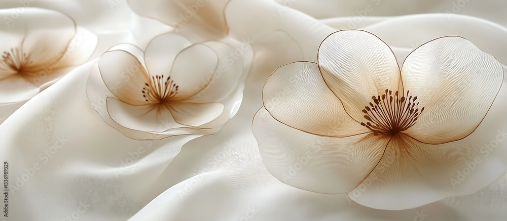 Delicate floral fabric, soft folds, elegant design