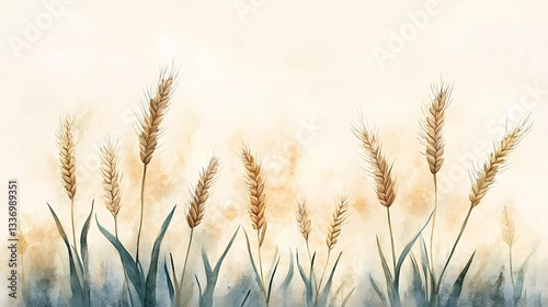 Wheat ear against a blurred field background, showcasing agricultural beauty, organic crops, and rural landscapes, great for farm branding, artistic book style