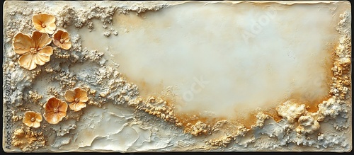 Obraz na płótnie Beige textured art; floral accents w salonie