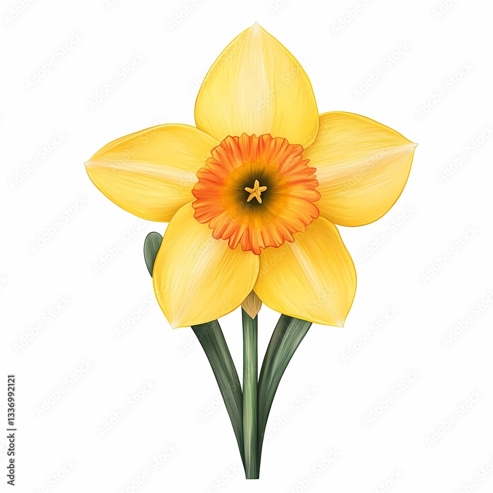 Fototapeta premium Bright yellow daffodil blooming in the spring.