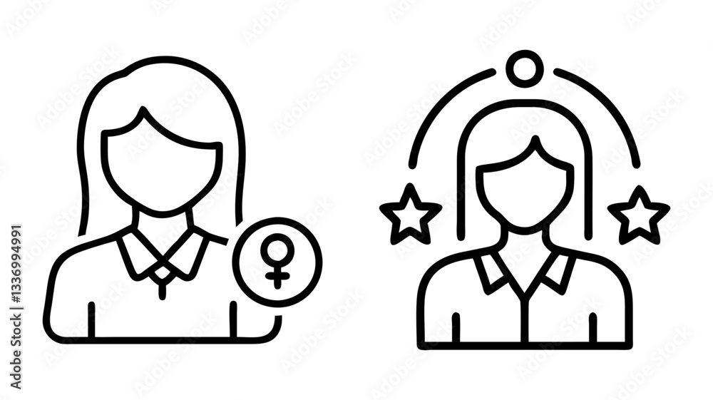 female role model icon, female role model line art - simple line art of female role model, perfect for female role model logos and icons female role model icon, female role model line art - simple line art of female role model, perfect for female role model logos and icons