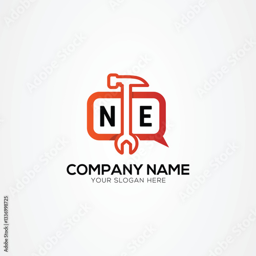 Services Icon or Chat Logo With Letter NE Logo Isolated Vector Illustration