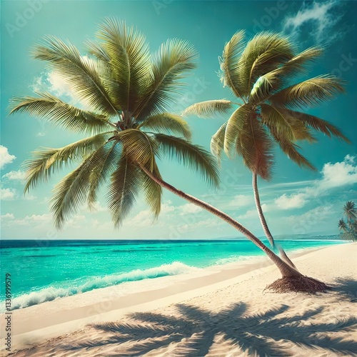 tropical beach with palm trees