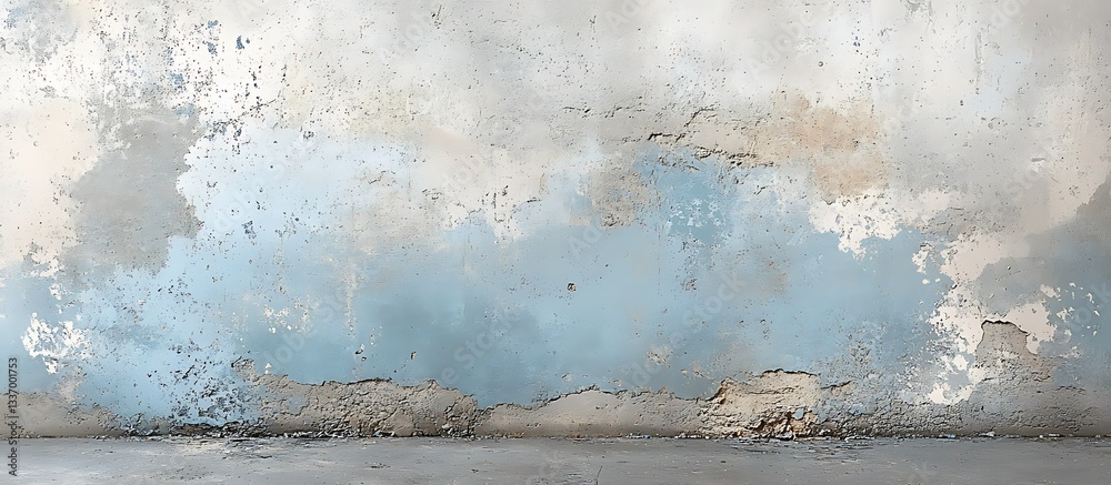 Weathered blue wall, indoor floor