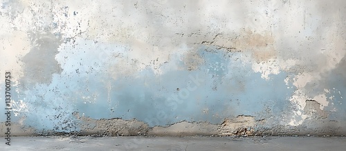 Obraz na płótnie Weathered blue wall, indoor floor w salonie