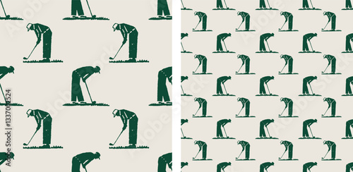 Golf Golfing Sport Vintage Green Seamless Pattern Vector Illustration	