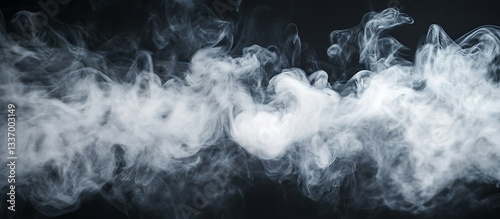 Obraz na płótnie White smoke swirls on black (1) w salonie