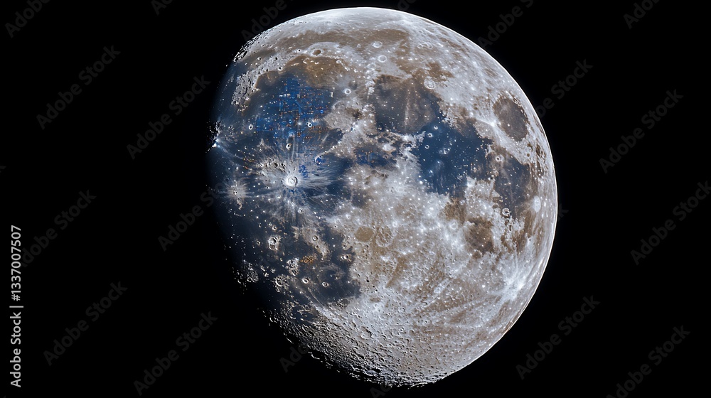Moon's Surface, Night Sky, Crater Details