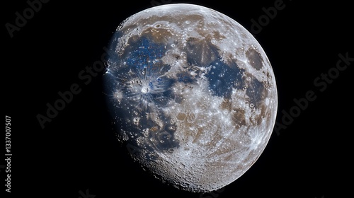 Obraz na płótnie Moon's Surface, Night Sky, Crater Details w salonie