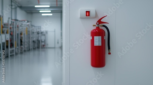 Wallpaper Mural Fire Extinguisher with Alarm Lights in Modern Factory Torontodigital.ca