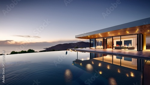 Wallpaper Mural 2층 고급 주택앞에 인피니티 풀이 위치한 모습 Torontodigital.ca