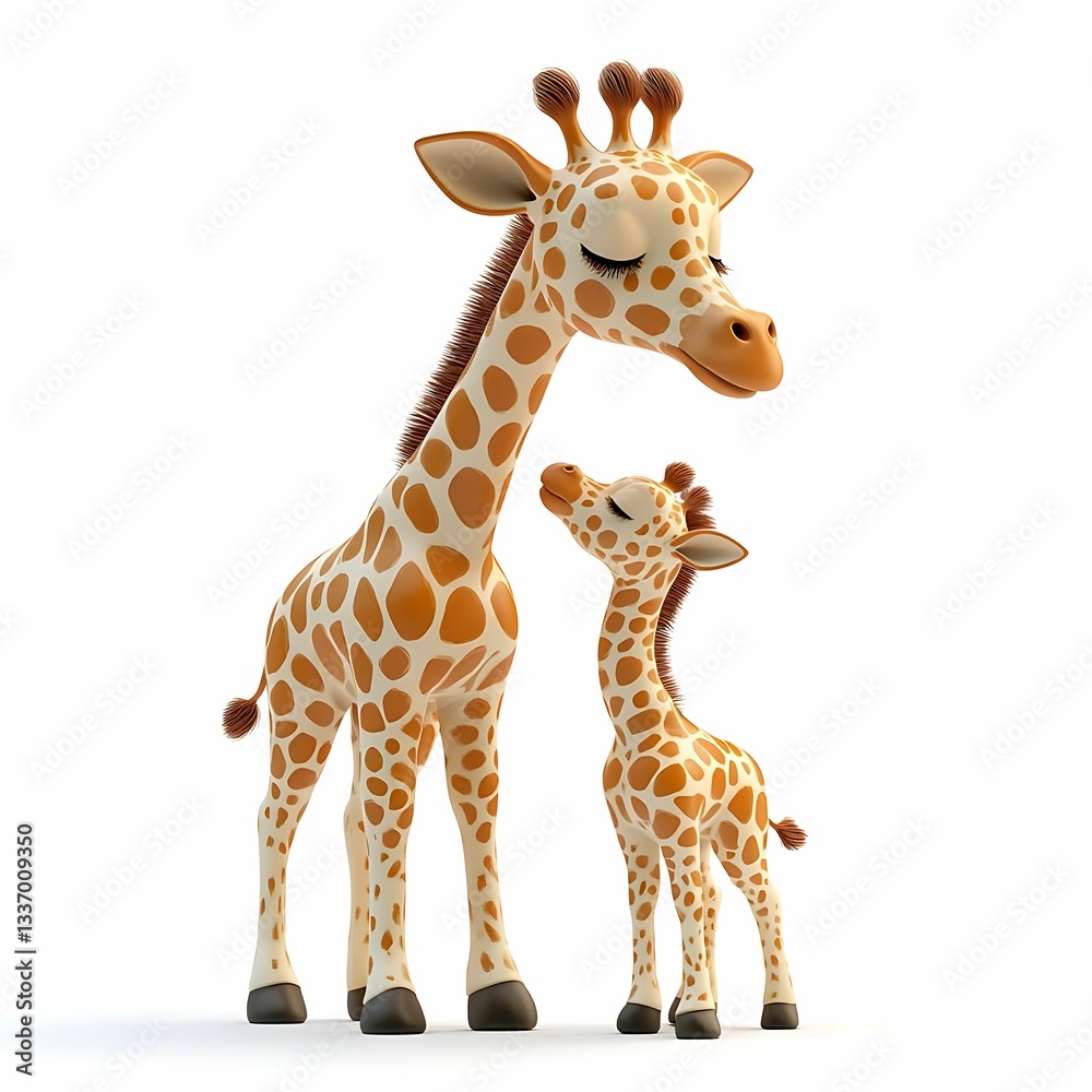 Obraz premium Cute cartoon giraffes in playful pose.