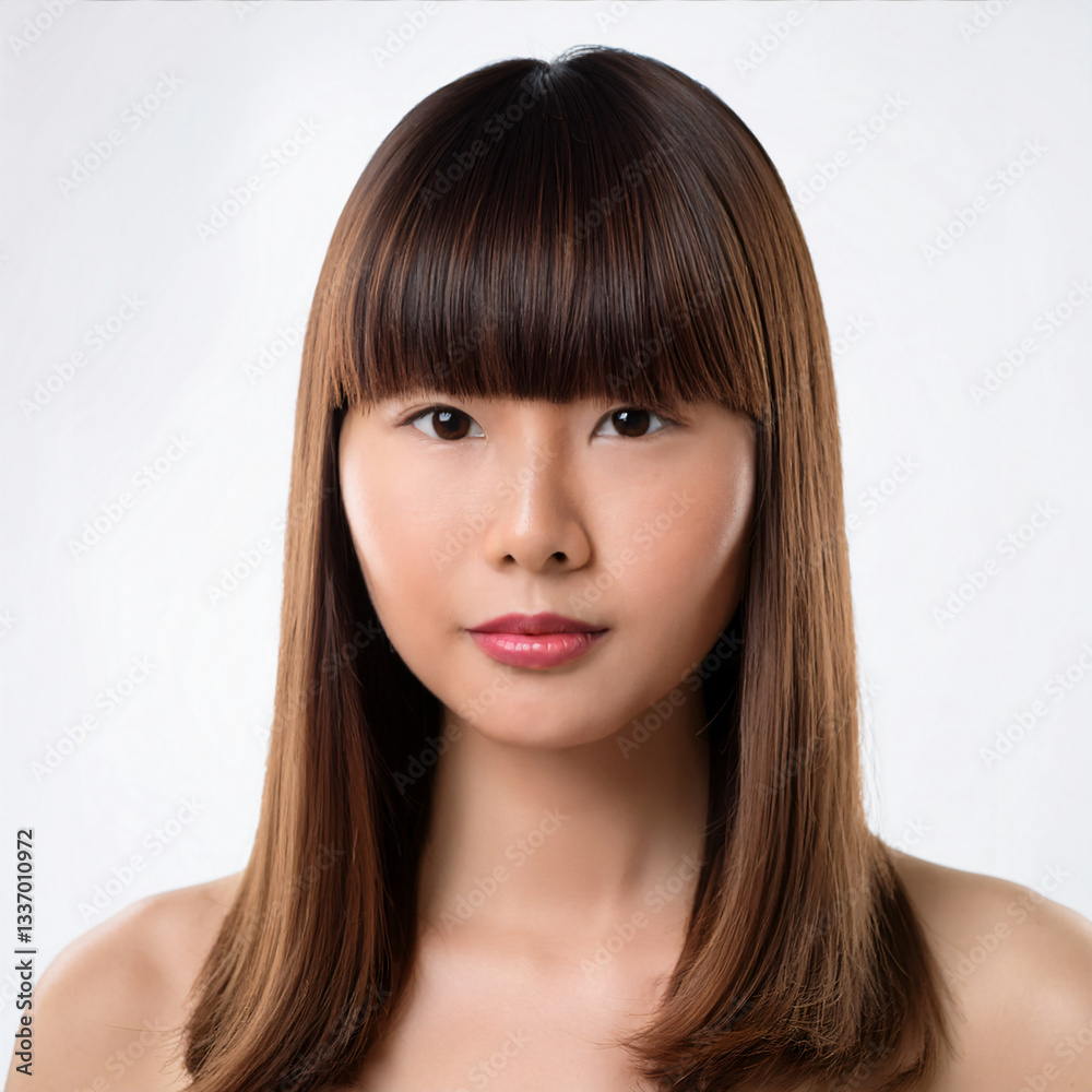 Fototapeta premium Side-swept bangs isolate with white background.white backgro-243.png