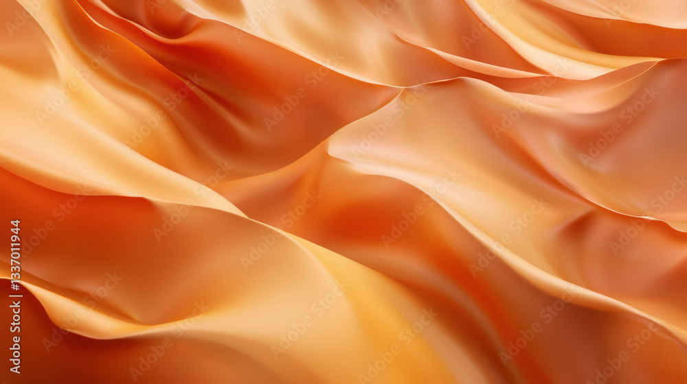Fototapeta premium Smooth caramel fabric with flowing waves and warm gradient