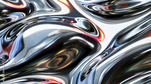 Wallpaper Mural Sleek metallic surface with smooth, flowing patterns and vibrant reflections. design creates dynamic visual experience Torontodigital.ca