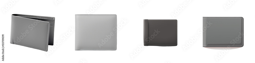 Wallets in a row, varying positions and colors, on a white background isolated on white or transparent Wallets in a row, varying positions and colors, on a white background isolated on white or transparent