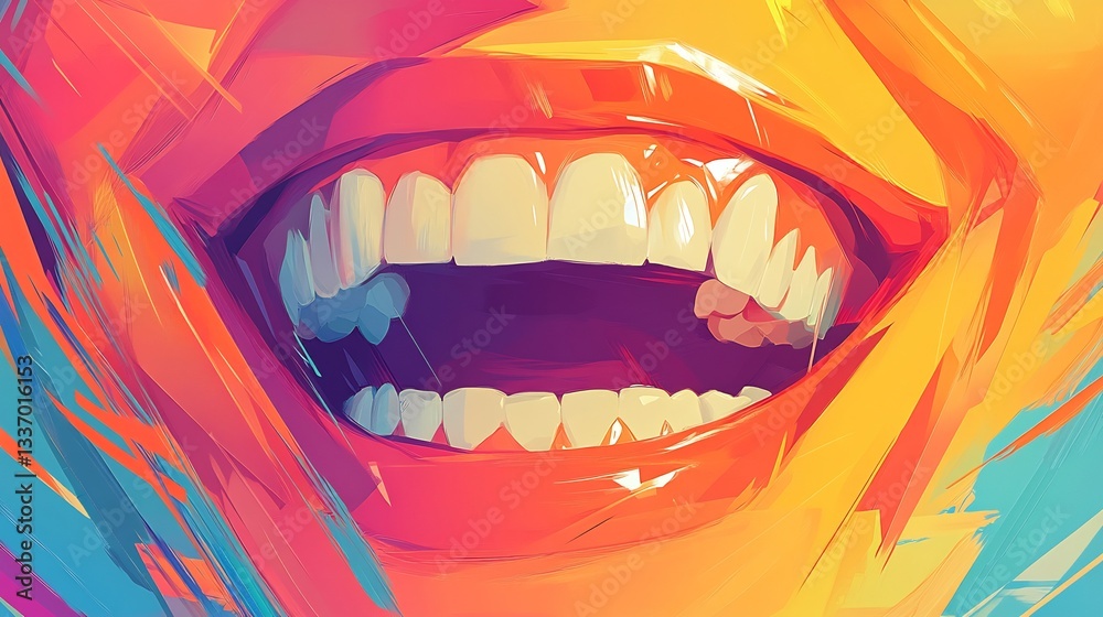 Vibrant Abstract Mouth for Joyful Laughter, Close-up. Vibrant Abstract Mouth for Joyful Laughter, Close-up.