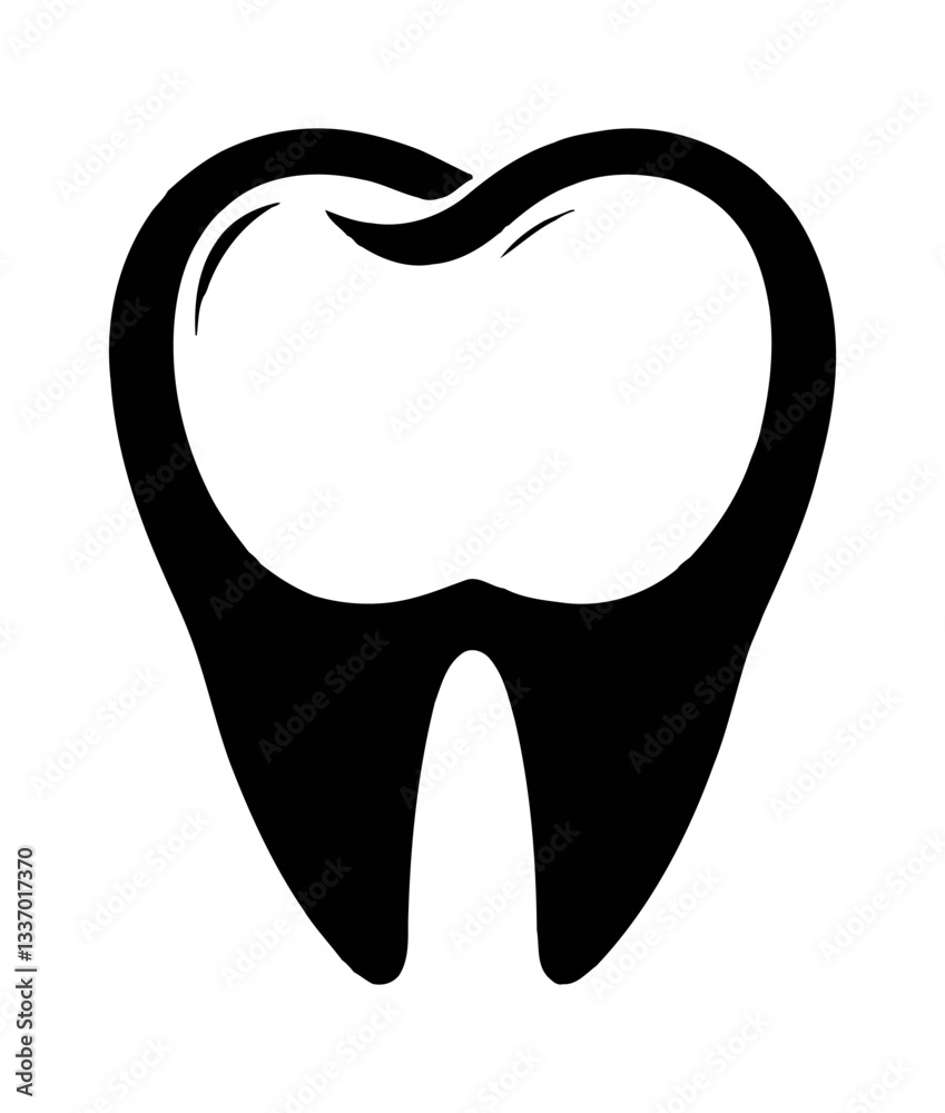 Silhouette of Human Tooth on White Background. Vector Illustration of Dental Element. Dentistry Silhouette of Human Tooth on White Background. Vector Illustration of Dental Element. Dentistry