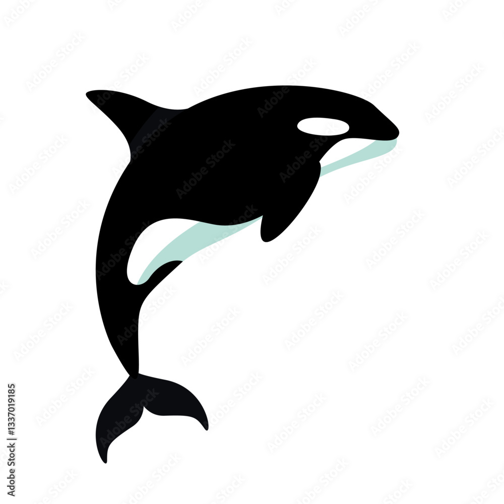 Obraz premium Orca jumping mid century modern design 