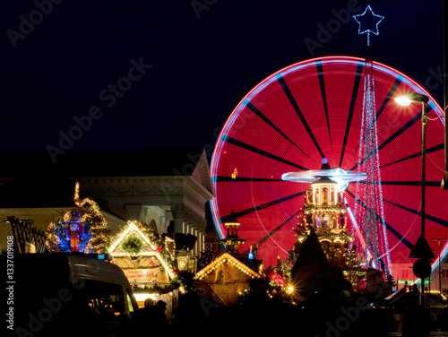 Karlsruhe, Germany: Ferris wheel on the market square at Christmas 