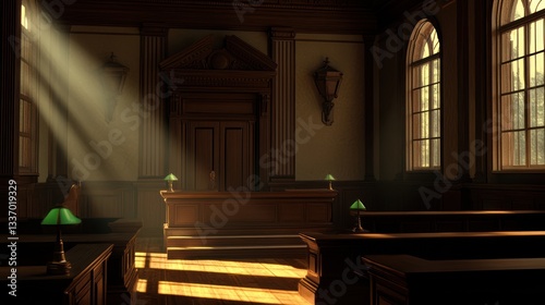 Wallpaper Mural Historic courtroom interior, sunlight streams in.  Possible use Stock photo for legal themes, history, architecture Torontodigital.ca