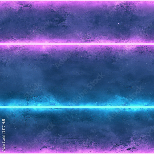 Seamless neon glowing branches pattern with electric energy on a textured blue and purple fantasy background
