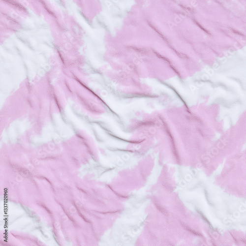 Seamless pink and white tie-dye fabric texture pattern