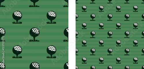 Golf Ball Golfing Sport Fun Seamless Vector Illustration Green Textile Tile Design