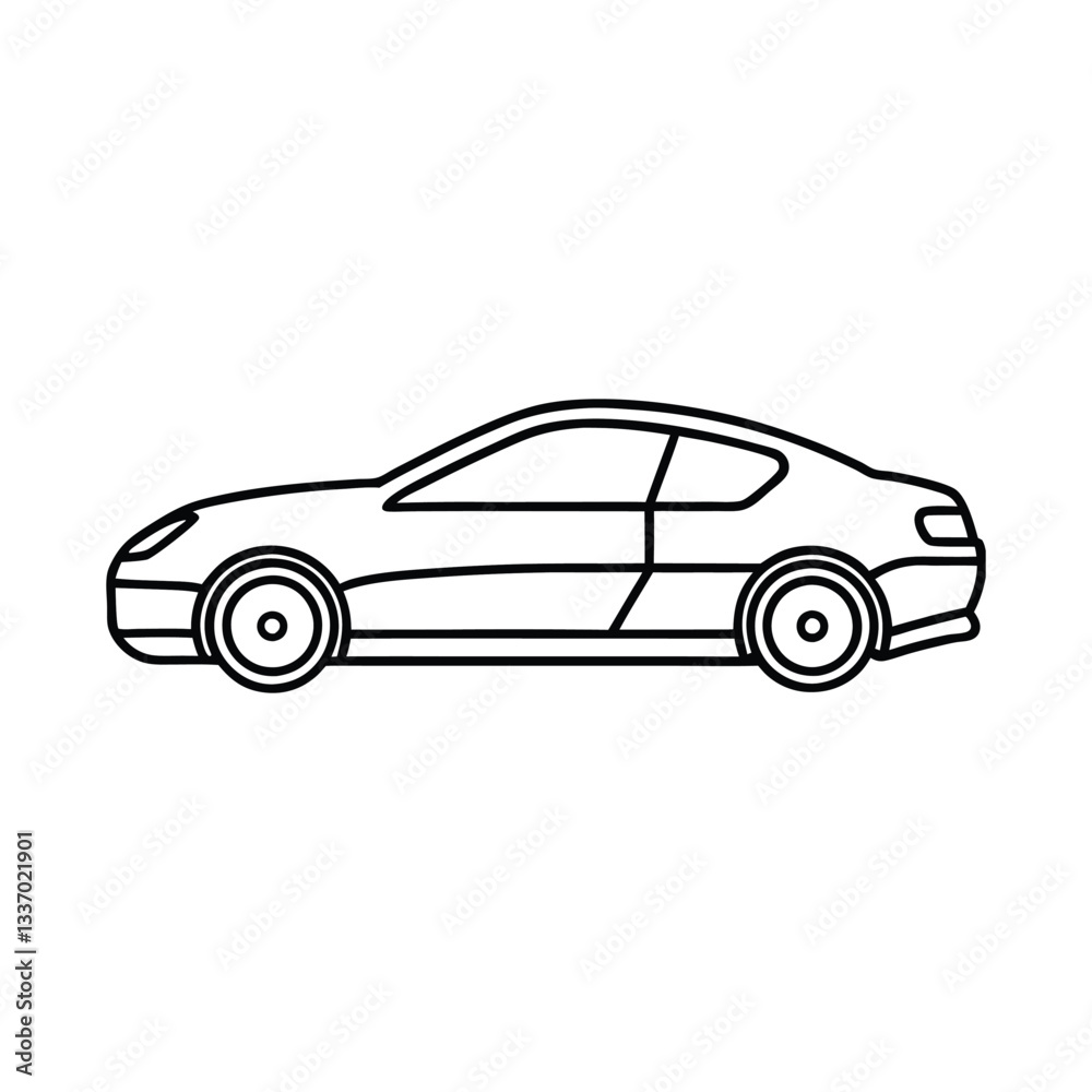 Fototapeta premium Automobile Front View Illustration – Elegant Line Art