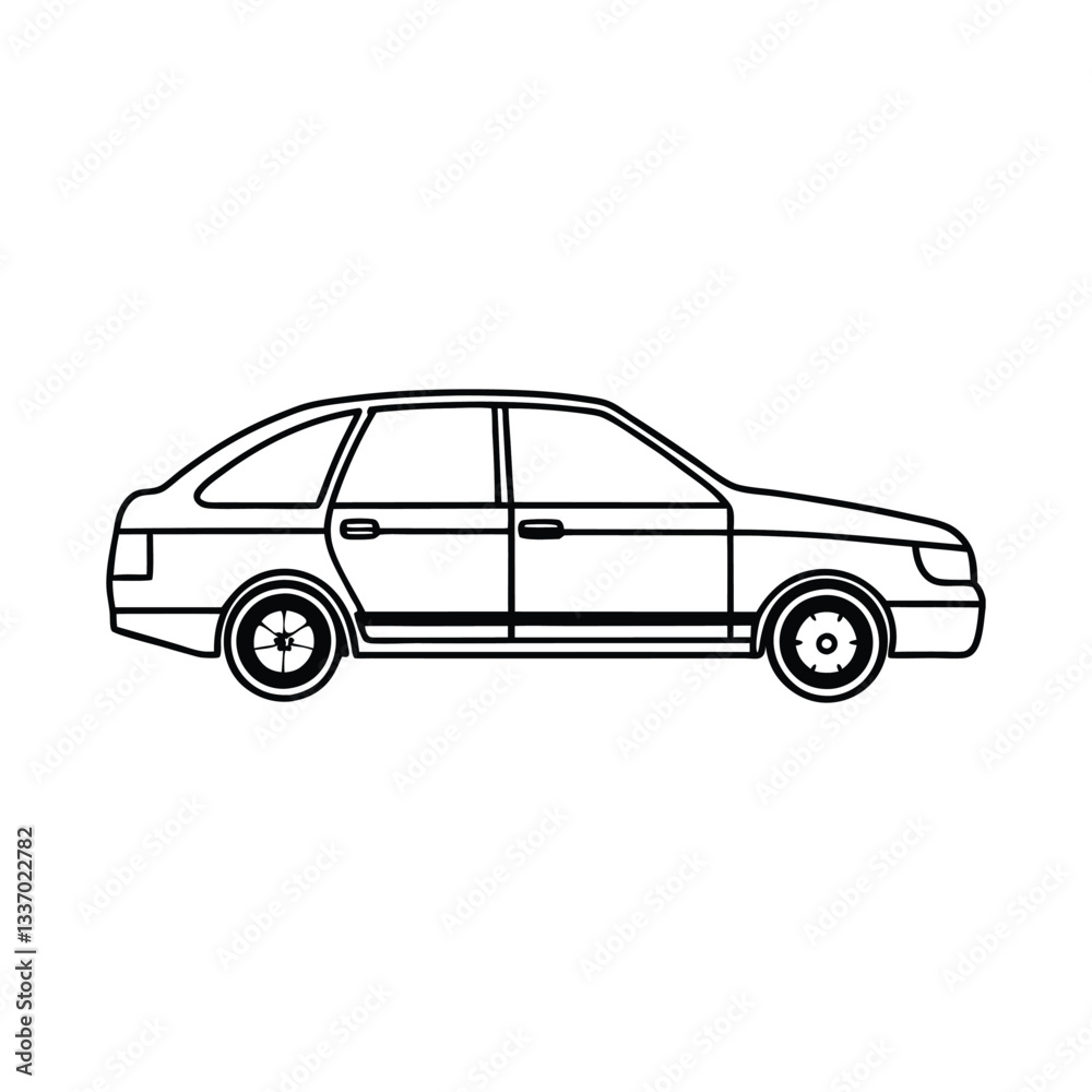 Obraz premium Stylish Car Outline Icon – Elegant Auto Sketch