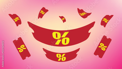 Fly voucher Discount or gift sale label. Cash flight. Benefit or prize tag. Offer free percent. Shop promotion. Purchase certificates. Vector background