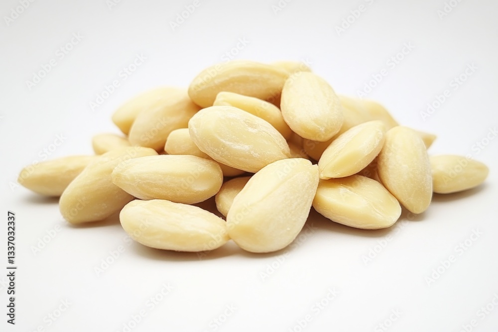 Peeled almonds on a white background for your designs - stock photo Peeled almonds on a white background for your designs - stock photo