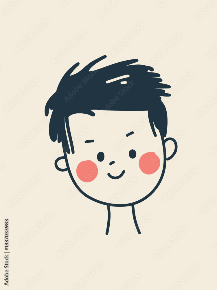 stylized child portrait, minimalist flat design stylized child portrait, minimalist flat design