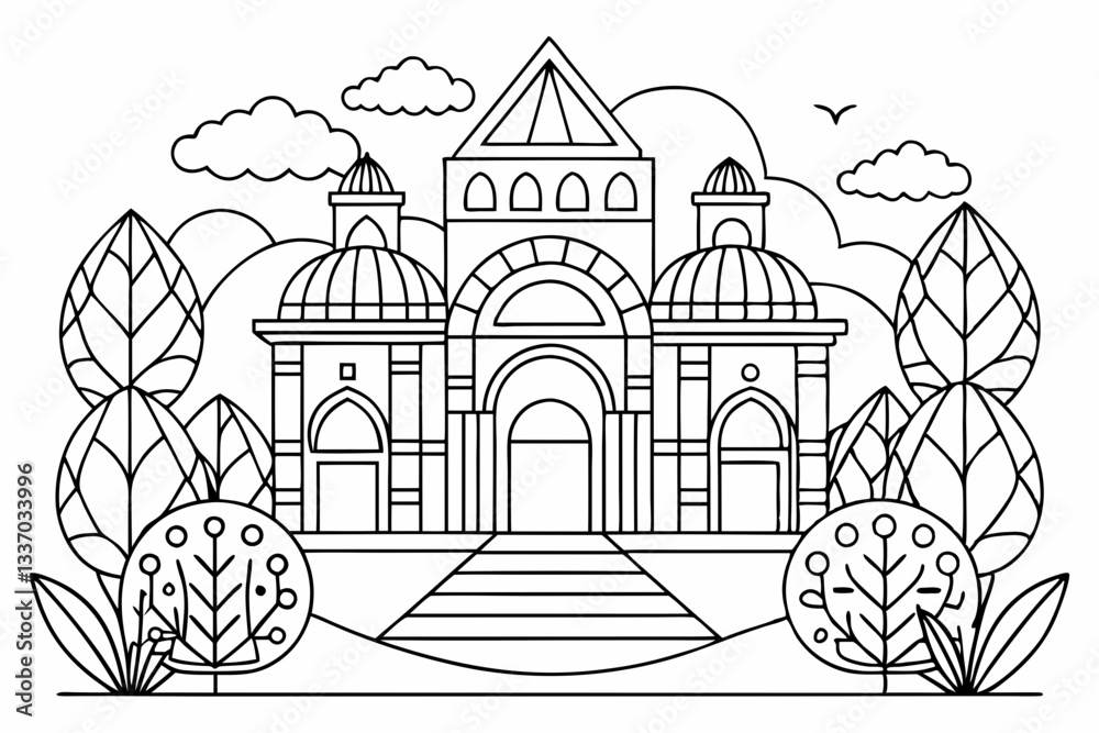 Fototapeta premium Coloring page line art black silhouette vector