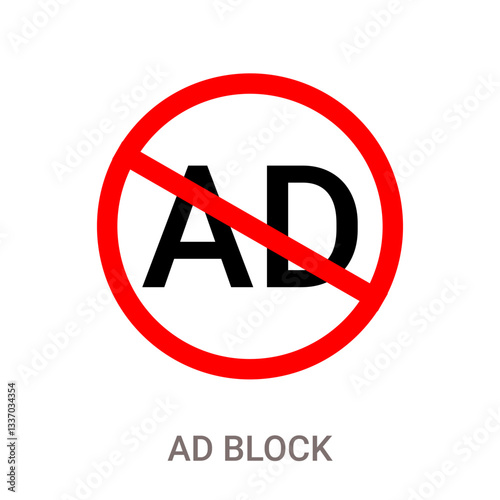 Ads block sign Ad blocker icons set in black filled and line stroke style on white background