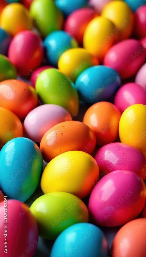A large pile of brightly colored Easter eggs, some cracked , still life, holiday eggs A large pile of brightly colored Easter eggs, some cracked , still life, holiday eggs