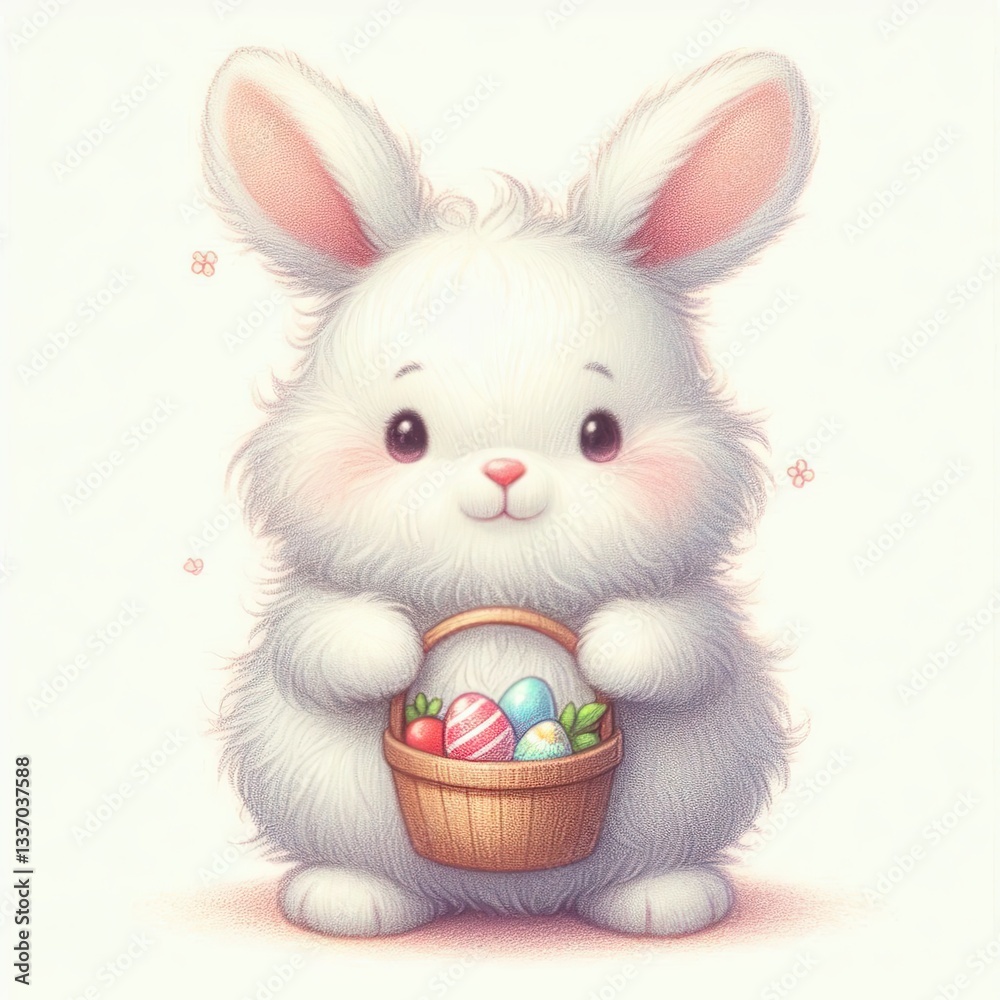 Fototapeta premium Adorable Bunny Carrying a Festive Basket
