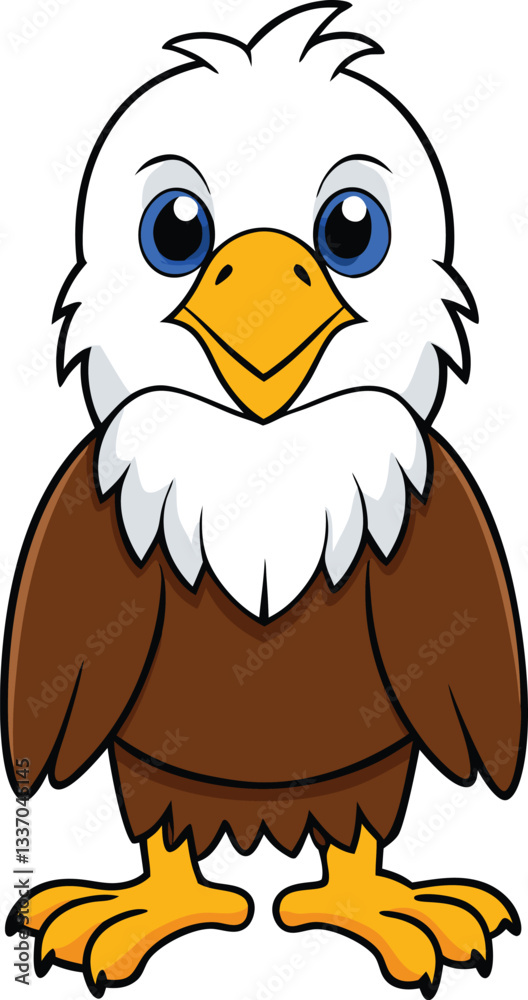 Naklejka premium Cute Bald Eagle Cartoon Vector Illustration